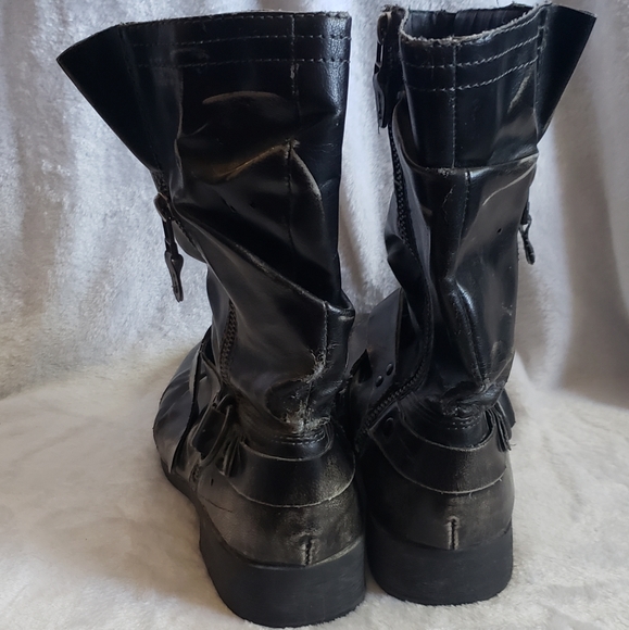 Women's Size 9.5 Sketchers faded black/dark grey rugged steampunk combat boots - Picture 2 of 6